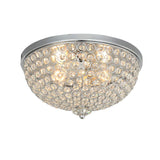 Crystal Ceiling Light, 13" 2-Light Flush Mount Light Fixture for Living Room, Bowl Shaped Chrome Finish Ceiling Lamp for Dining Room, Bedroom Kitchen Island Hallway Entryway
