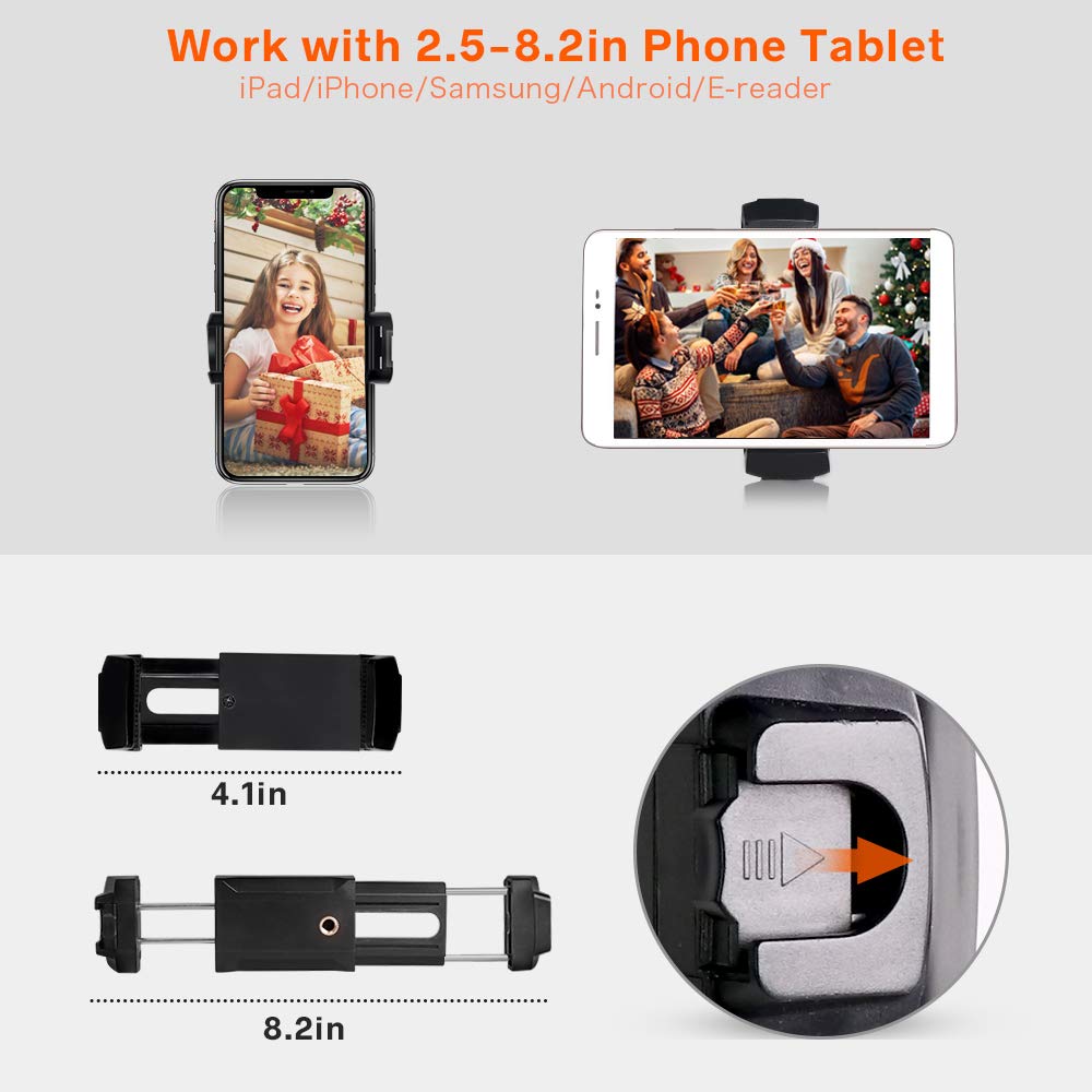 Phone Tripod, UBeesize 50’’ Extendable Lightweight Aluminum Tripod Stand with Universal Cell Phone/Tablet Holder, Remote Shutter, Compatible with Smartphone & Tablet & Camera.