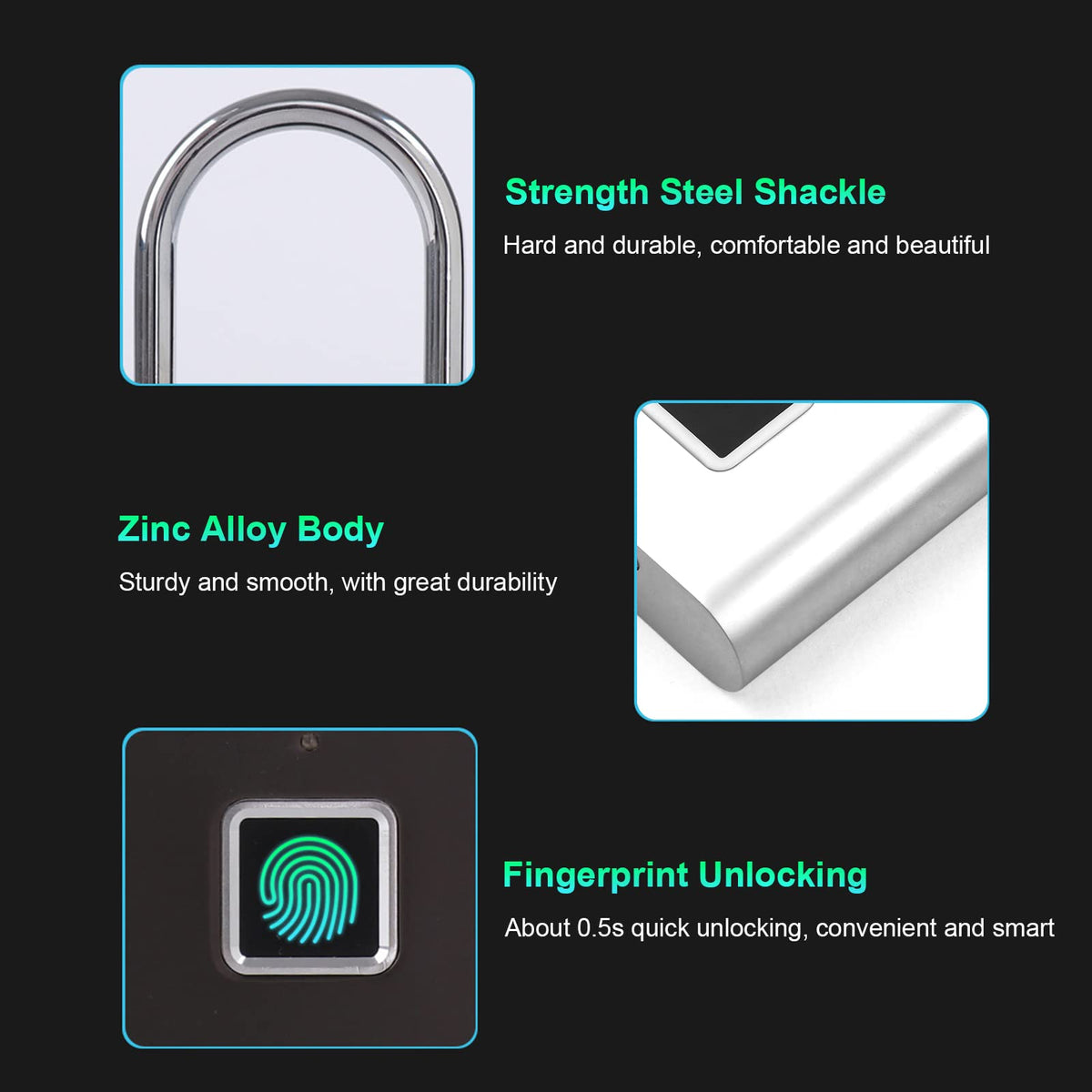 Rechargeable Fingerprint Padlock – Up to 10 Prints