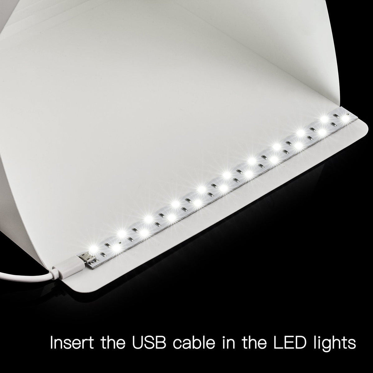 9-Inch Folding LED Photo Light Box – Black & White Backdrops