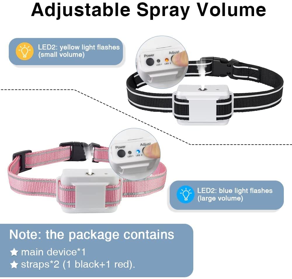 Citronella Bark Collar, Auto Citronella Dog Bark Collar Spray Anti Dog Bark Collars with 2 Adjustable Spray Level, Citronella Dog Barking Training Collar No Shock Safty for Dogs