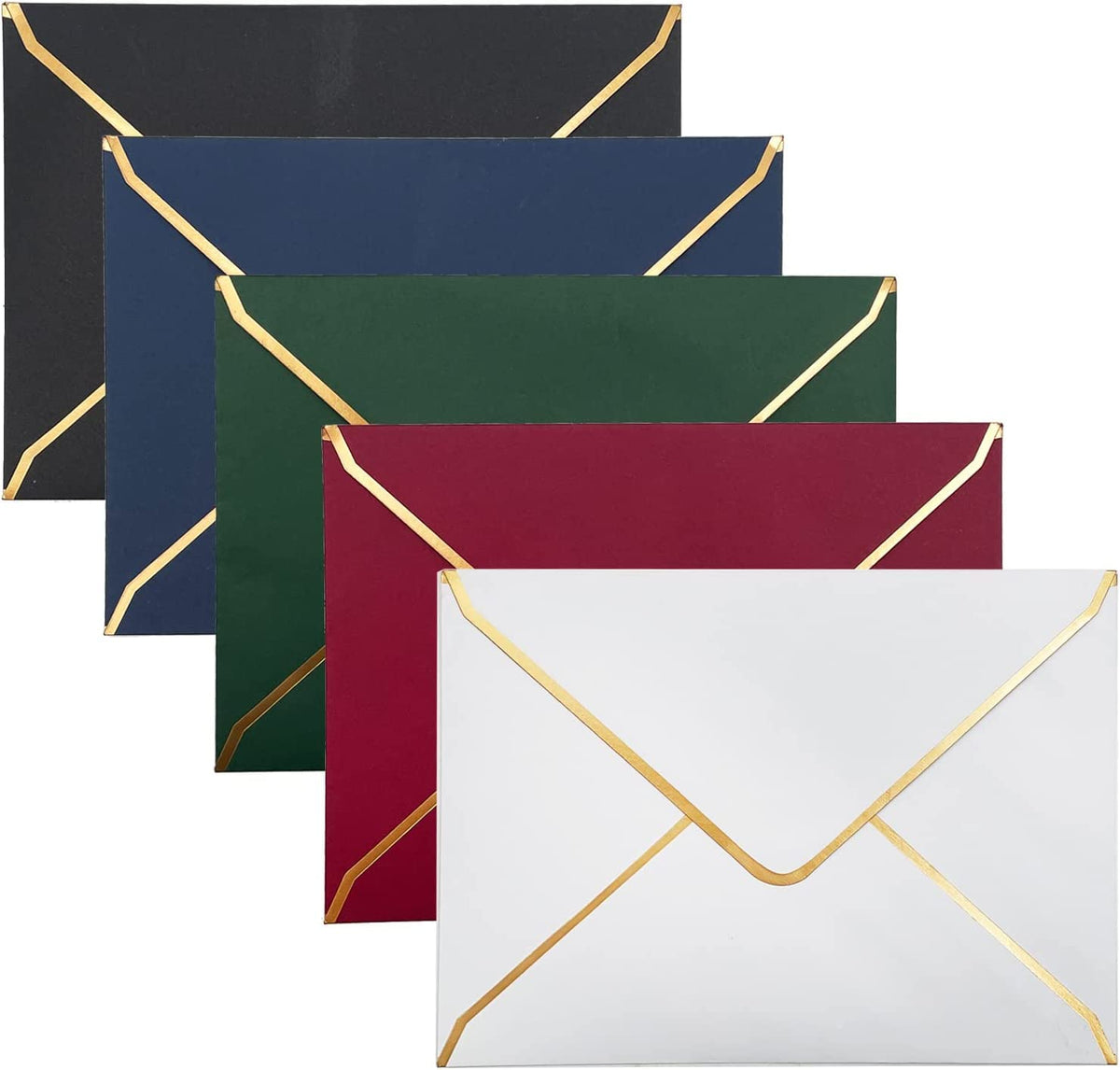 50-Pack A7 V-Flap Envelopes with Gold Border for 5 × 7 Cards