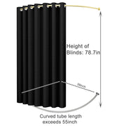 140 cm Wall-Mounted Curved Fitting-Room Curtain Set