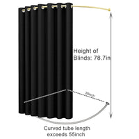 140 cm Wall-Mounted Curved Fitting-Room Curtain Set