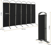 188cm Folding 6-Panel Room Divider – 4 Colours