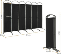 188cm Folding 6-Panel Room Divider – 4 Colours