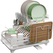 42 cm Collapsible 2-Tier Dish Rack with 180° Drain Spout