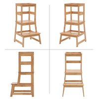 Kitchen Step Stool for Kids with Safety Rail,Toddler Standing Tower for Kitchen Counter, Baby Montessori Stool,Solid Wood Construction,Natural