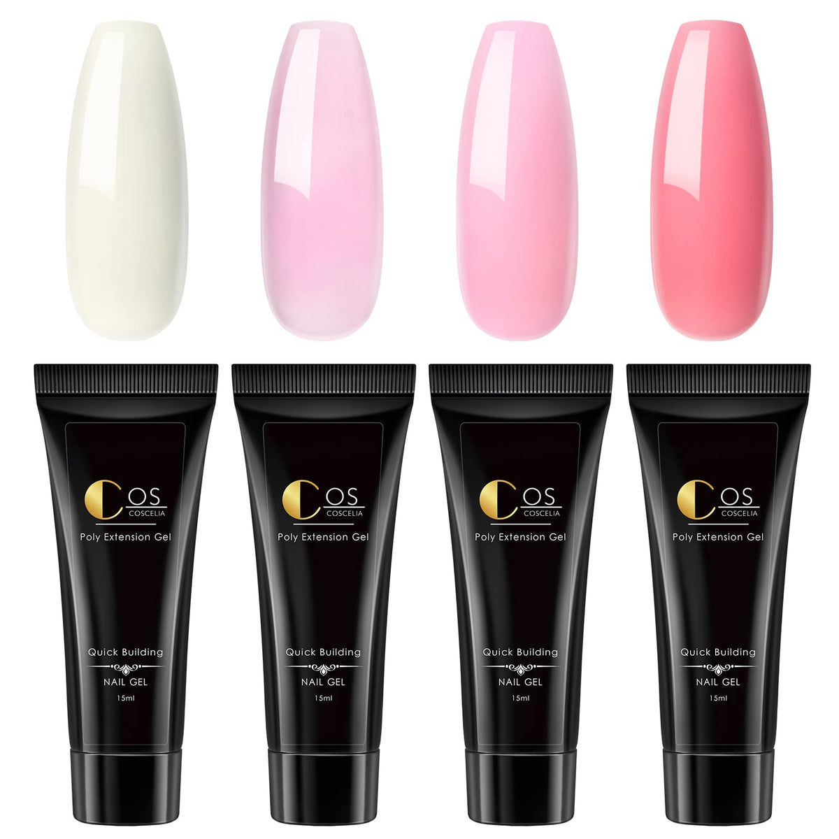 Poly Nail Gel with Lamp Kit,4 Colors Poly Extension Gel 36W LED U V Nail Dryer for Nail Builder Base Coat Top Coat Nail Slip Solution and Manicure Tools for Nail Design