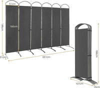 188cm Folding 6-Panel Room Divider – 4 Colours