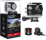 4K Wi-Fi Sports Action Camera Ultra HD Waterproof DV Camcorder 12MP 170 Degree Wide Angle LCD Screen/Remote, Sage/Silver (EK7000SL)