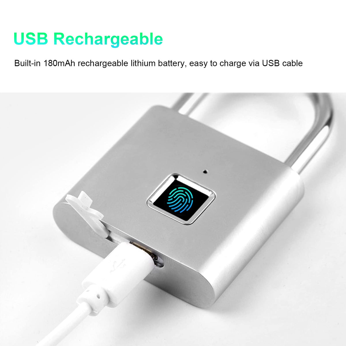 Rechargeable Fingerprint Padlock – Up to 10 Prints