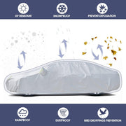 SUV Cover 190T Polyester Car Cover Waterproof All Weather for Automobiles, UV Protection Rainproof Windproof Outdoor Indoor Full Car Cover Universal Fit for Sedan SUV, (Silver)