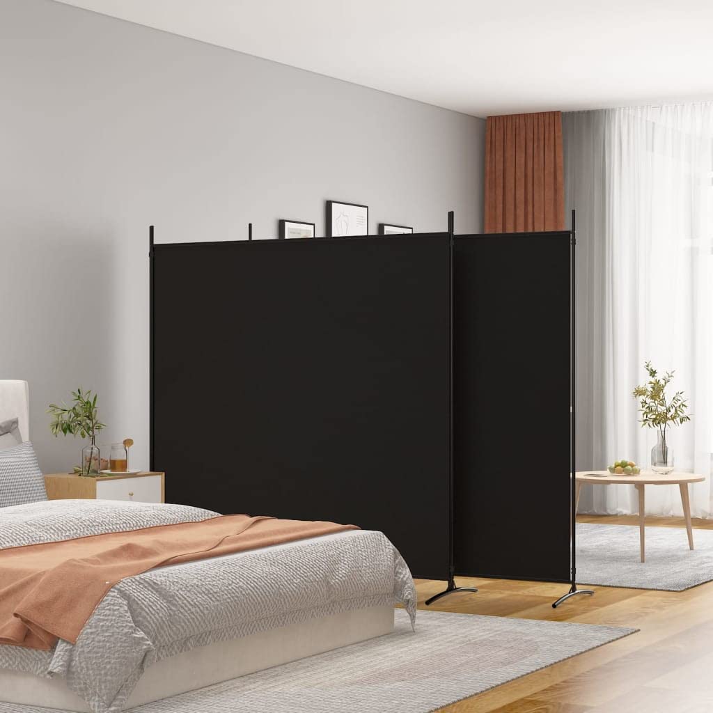 Black 3-Panel Fabric Room Divider – 525 × 180cm