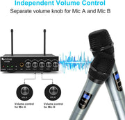 FIFINE K036 Dual UHF Karaoke Microphone Mixer System