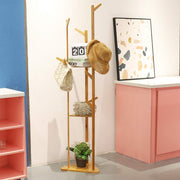 170 cm Bamboo Coat Tree with 9 Hooks & 3 Shelves