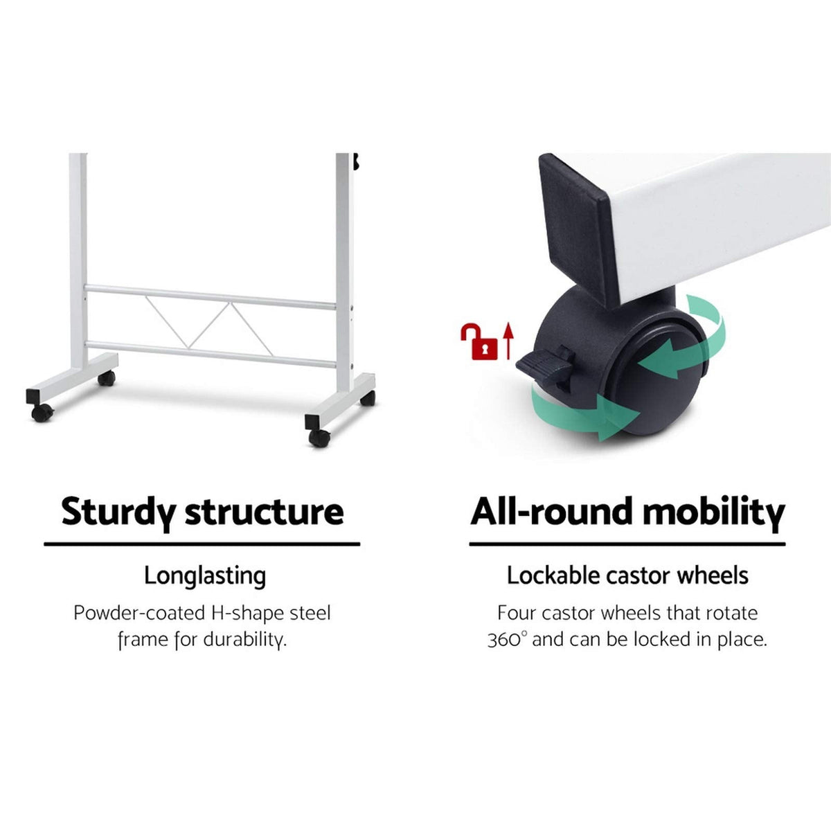 Mobile Adjustable Bedside Laptop Table – White or Light Wood