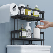 Bathroom Over The Toilet Storage Shelf, 2-Tier Bathroom Storage Organizer Shelves, Space Saver Small, Black