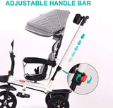 4 in 1 Baby Walker Kids Trike Tricycle Bike Children Bicycle Ride On Toy Safety Fence Adjustable Seat Handlebar