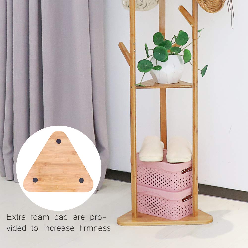 170 cm Bamboo Coat Tree with 9 Hooks & 3 Shelves
