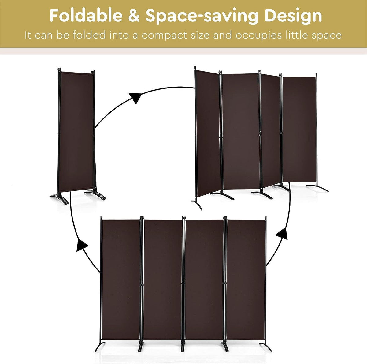 221 × 172 cm 4-Panel Fabric Room Divider – 3 Colours