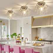Pendant Lamp European Style Crystal Ceiling Small Chandelier Modern Minimalist Porch Aisle Corridor Restaurant Light, Silver