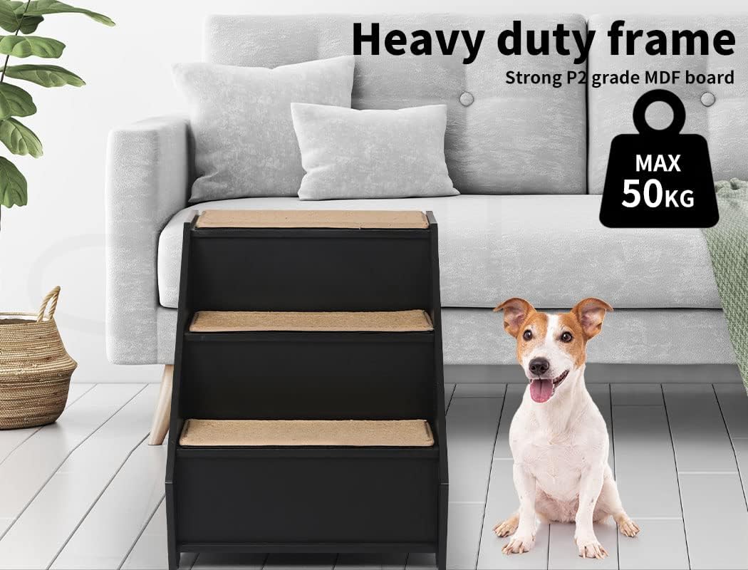 Wooden Pet Steps with Built-In Resting Cubby – 50 kg, White or Black