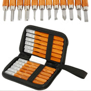 12-Piece SK5 Wood-Carving Knife Set with Whetstone & Bag