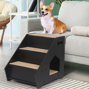 Wooden Pet Steps with Built-In Resting Cubby – 50 kg, White or Black