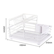 43 cm White 2-Tier Dish Drying Rack with Rotating Drain Spout