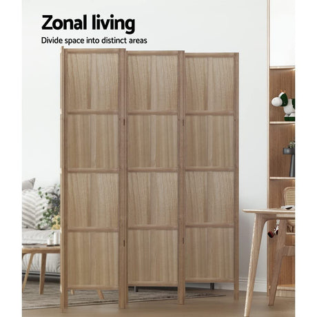 Room Divider Screen Privacy Wood Dividers Stand 6 Panel Brown