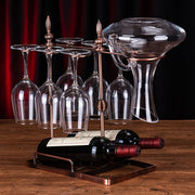 Bronze Wine Display Stand for 2 Bottles, 6 Glasses & Decanter