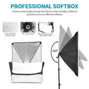 Photo Studio Background System + Bi-Color Dimmable 2X 85W Softbox Continuous Lighting Kit with Black White Gray Green Screen Backdrop Cloth for Portrait Product Photography Video Shooting