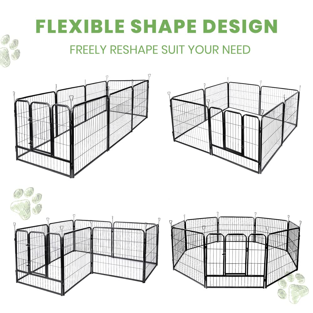 8-Panel Foldable Metal Pet Playpen with Gate
