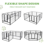 8-Panel Foldable Metal Pet Playpen with Gate