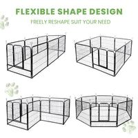 8-Panel Foldable Metal Pet Playpen with Gate