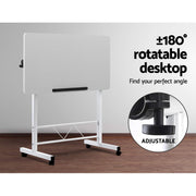 Mobile Adjustable Bedside Laptop Table – White or Light Wood