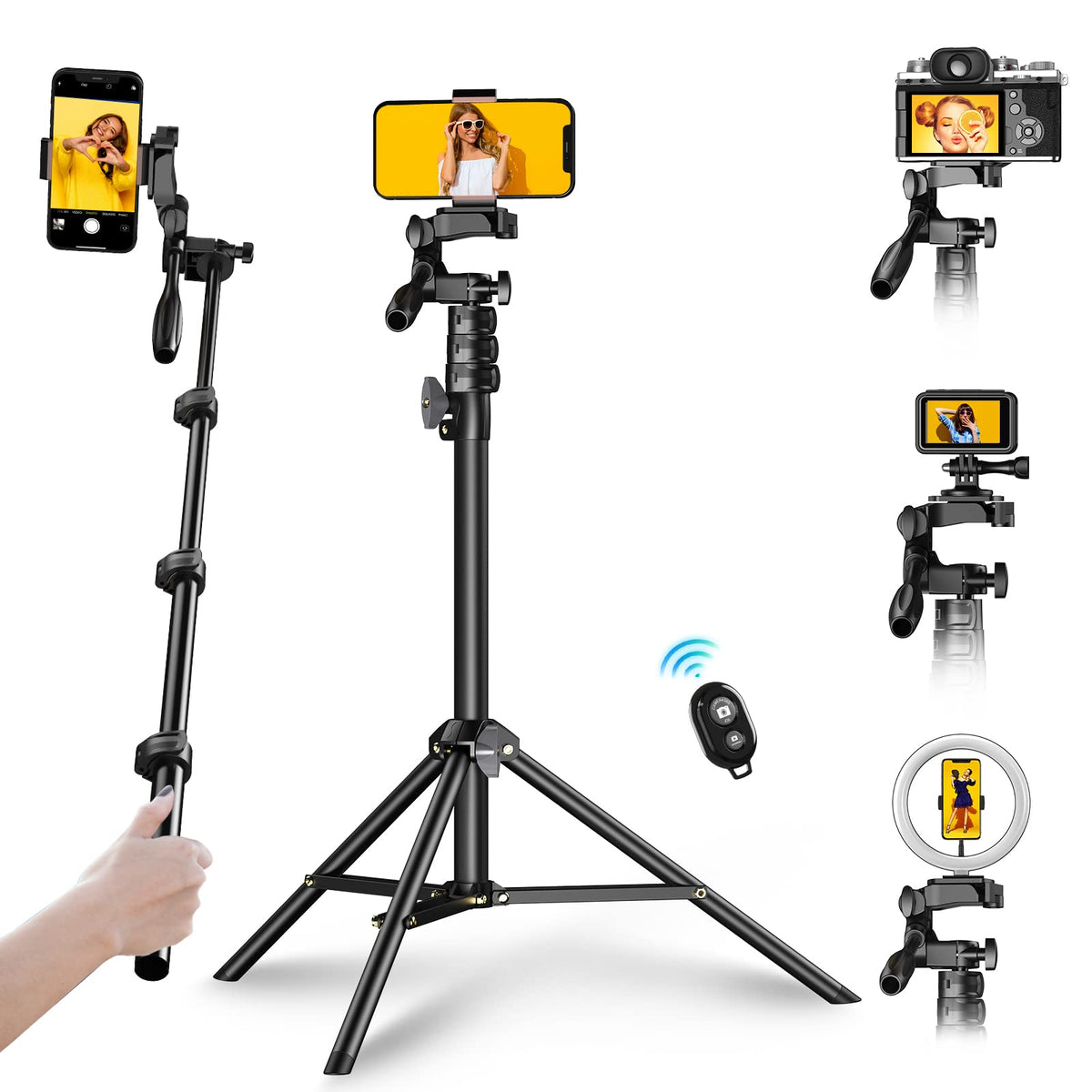 APEXEL 178 cm Phone & Camera Tripod with Remote