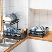 42 cm 2-Tier Dish Rack with 360° Extendable Drain Spout – 2 Colours