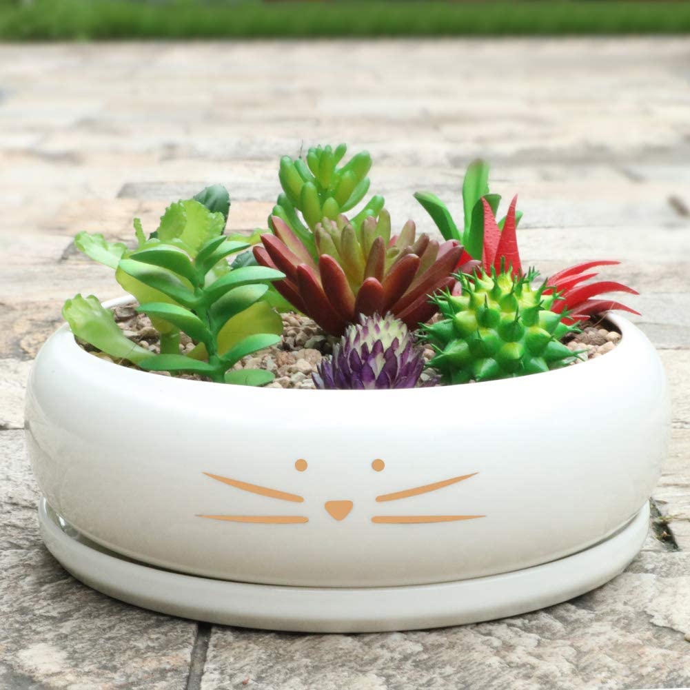 8 Inch Large Cute Cat Planter Pots