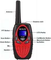 Retevis RT628 Kids Walkie Talkies 8 Channel FRS Toy for Kids Uhf FRS 2 Way Radio Toy(Red, 2 Pack)