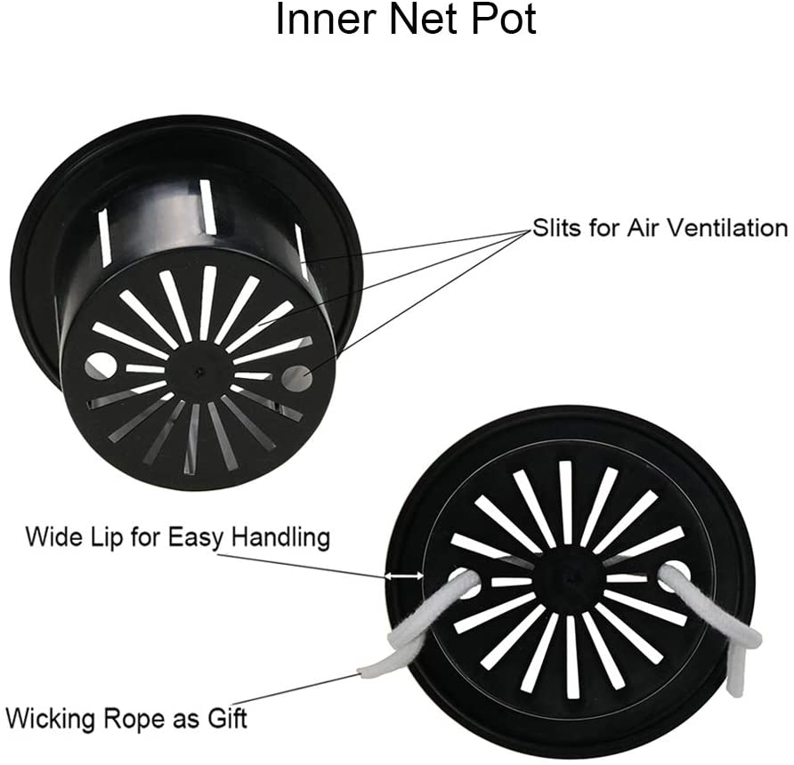 Orchid Pot with Net and Holes, Round Self Watering Planter Pot for Indoor Plants and Flowers 3 Sets White