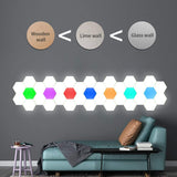 Hexagon Wall Light with Remote Control, Smart Modular Touch-Sensitive LED Light Wall Panels RGB Night Light DIY Geometry Splicing Hex Light for Bedroom Living Room Hallway Party Decor,6 Pack