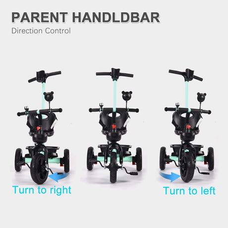 2 in 1 Kids Push Along Tricycle Baby Toddler Trike Bike 3 Wheel Ride On Toy