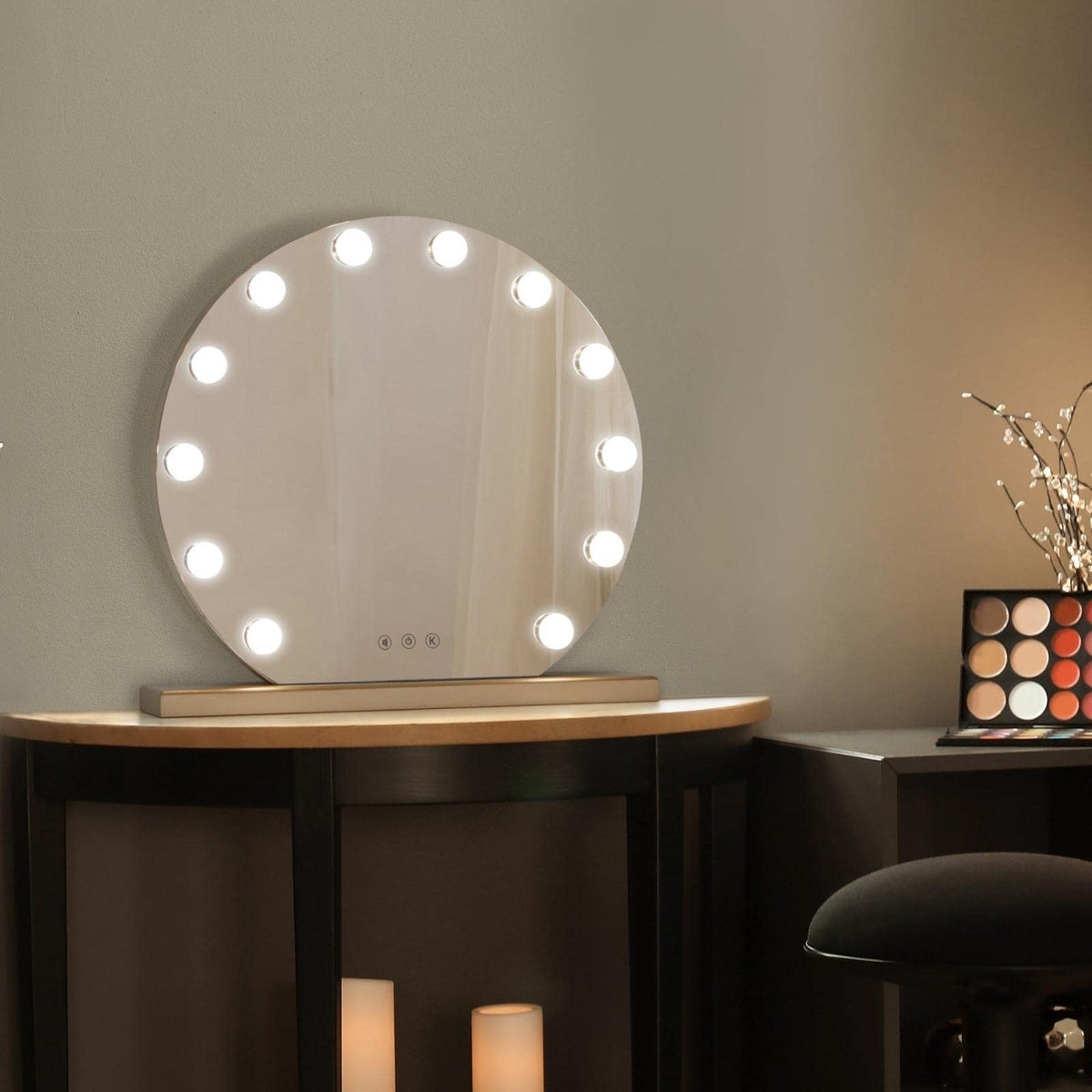 YOKUKINA 20-Inch Hollywood Vanity Mirror with 12 LEDs – Gold