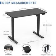 Electric Height Adjustable Standing Desk 110x60cm (43.3"x23.6"), Sit Stand Desk with Splicing Top for Home Office (Black Frame + Black Desktop)