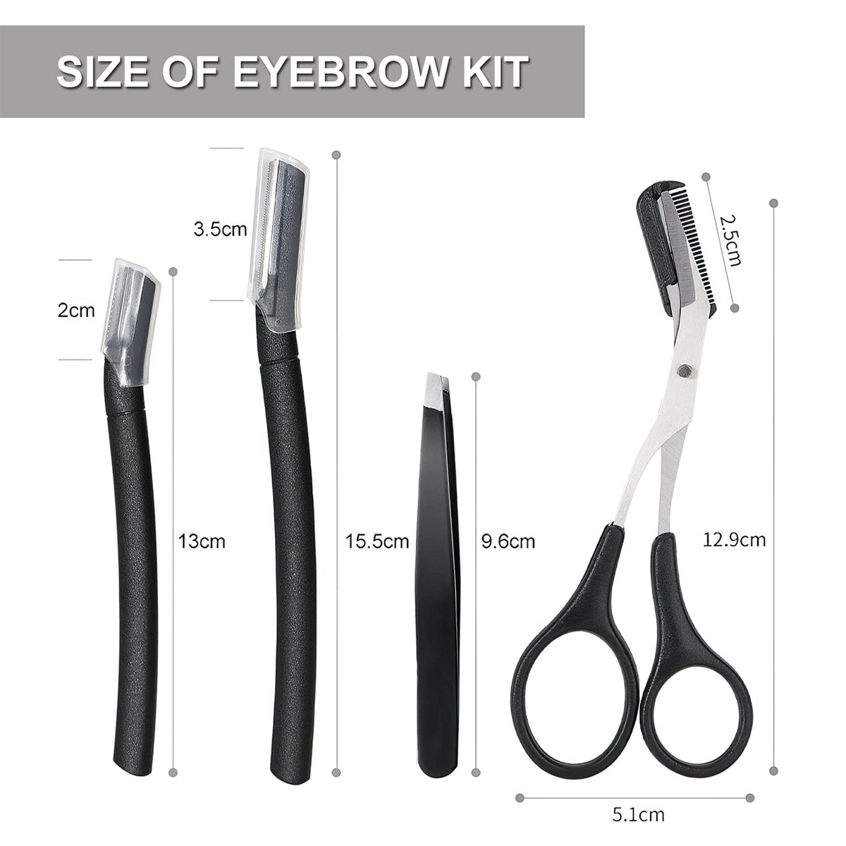 4-Piece Eyebrow Grooming Kit – Razors, Scissors & Tweezers