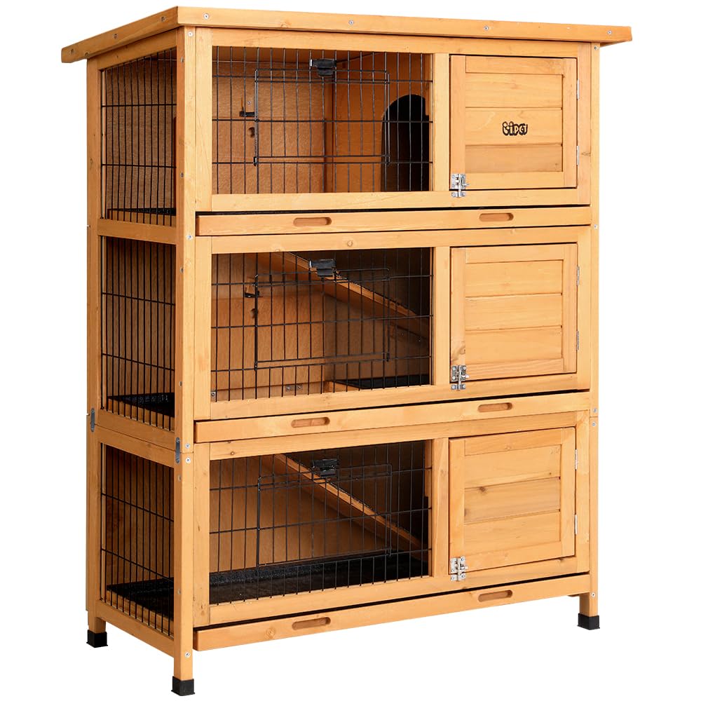 3-Level Fir-Wood Small-Animal Hutch – 91.5 × 46 × 116.5 cm