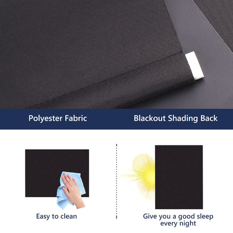 Blackout Roller Blinds for Windows, Thermal Fabric Window Blinds, Waterproof Roller Blinds for Office, Bedroom, Bathroom, 51 x 200 cm, Black