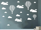 White Clouds & Hot Air Balloons Art Sticker